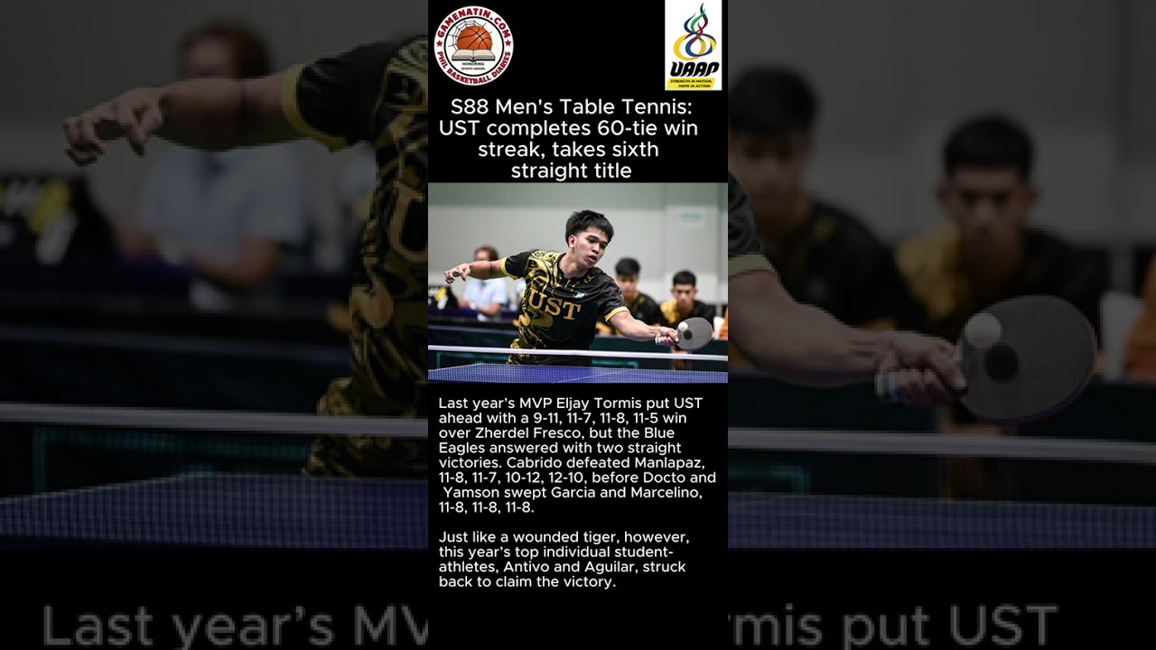 UAAP College Table Tennis: UST beats Ateneo to win men's table tennis crown