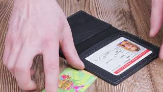 Обкладинка з вінтажної шкіри на військовий квиток Слава ЗСУ Grande Pelle 16750 чорна