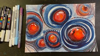 abstract WATERCOLOR, Posca & Gel Pens - relaxing painting process - 332