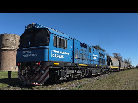[4K] Tren cargado de Trenes Argentinos Cargas con la CRRC CDD-5A1 9447 pasando por Marcos Juárez!!!!