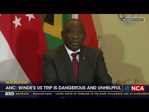 SA US Relations ANC Winde's US trip is dangerous and unhelpful
