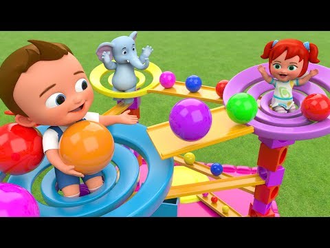 Colors for Children Learn with Little Babies & Elephant Fun Play Triangle Slider Color Balls Toy 3D