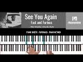 See You Again Fast And Furious Khalifa Puth Sheet Music Piano Solo Piano Cover Tutorial