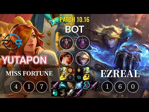 DFM Yutapon Miss Fortune vs Ezreal Bot - KR Patch 10.16