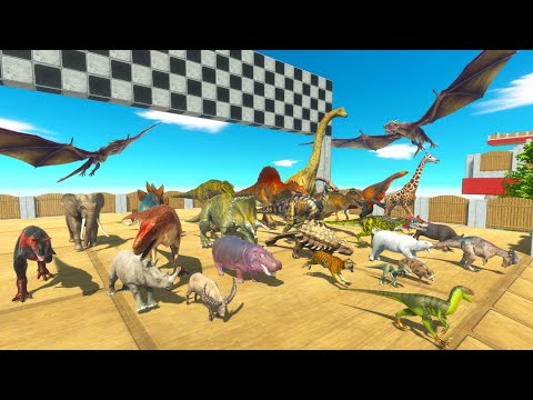 GARDEN SPEED RACE OF DINOSAURS VS ANIMALS FIGHT DRAGON - Animal Revolt Battle Simulator