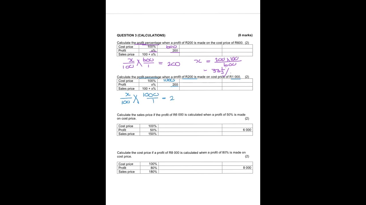 38. Calculation of Cost Price and Sales Price nr 3
