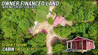 Drone Video of cabin on 50 Acres with Low Down Payment - Owner financed land for sale! - WH08