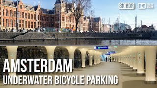 Amsterdam's Revolutionary Underwater Bicycle Parking Garage- 🇳🇱 Netherlands [8K HDR] Walking Tour