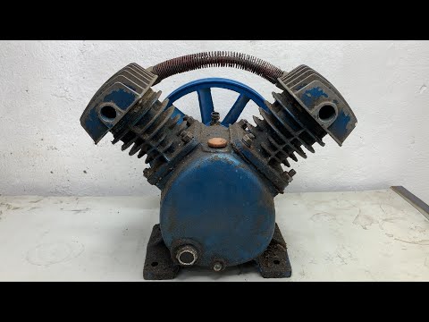 2 Piston 3HP Air Compressor Pump Head Restoration - Restoring & Repairing Broken Old Air Compressors