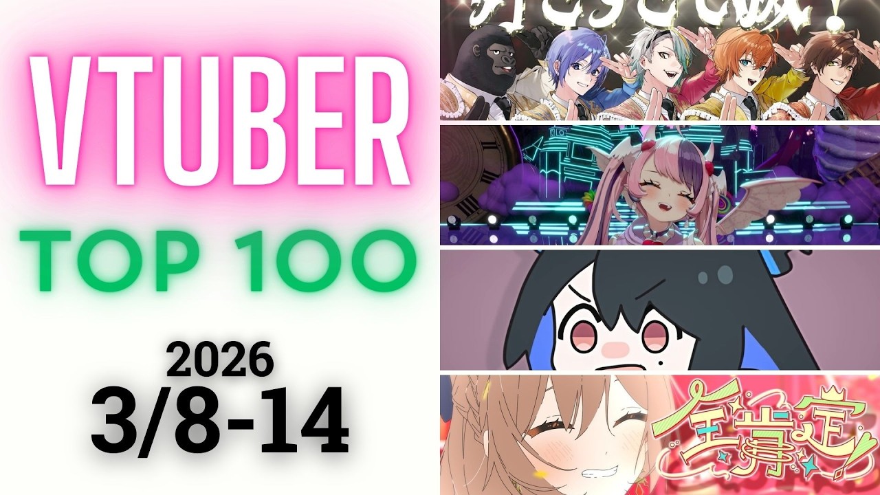 【2026/3/8-14】Vtuber 歌ってみた&オリジナルソング 週間再生数ランキング TOP 100