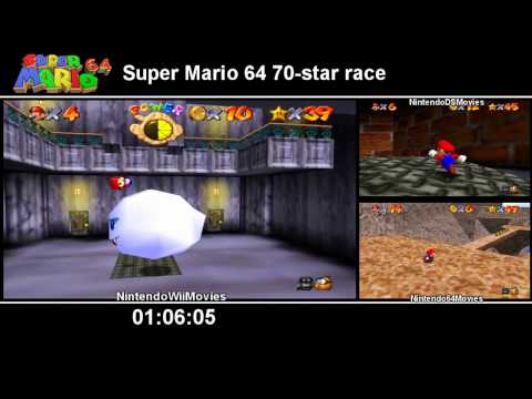 Super Mario 64 70 star speedrun race - NintendoWiiMovies