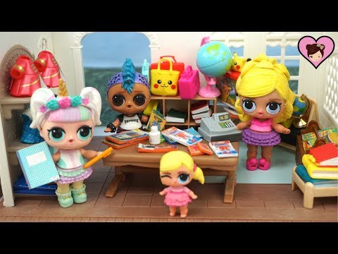 LOL Unicorn Goes School  Supply Shoppping with Custom Barbie LOL Family