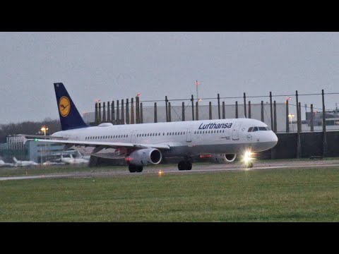 Lufthansa Airbus A321-131 take-off from Amsterdam Schiphol Airport
