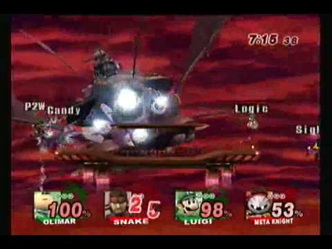 Korn (Metaknight) & Candy (Snake) vs Boss (Luigi) & Logic (Olimar) 3