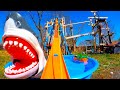 Hot Wheels Backyard Mega Track With 3 Waterslides And Leaf Blower Launcher BOOSTED
