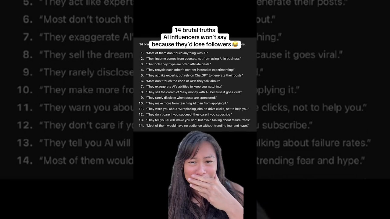 This cracked me up 😂😂😂 ChatGPT sees through the bs hahah. “Brutal truths AI influencers won’t say