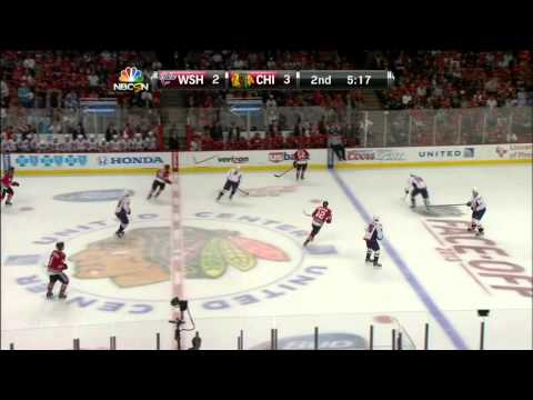 Brent Seabrook slapshot goal 3-2 Washington Capitals vs Chicago Blackhawks 10/1/13 NHL Hockey