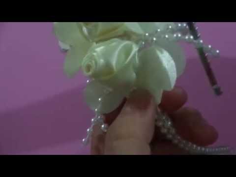 paso a paso de como hacer una diadema con perlas y flores satinadas