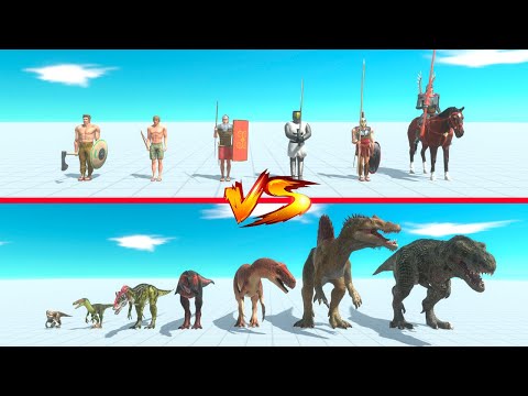 Ancient Humans vs Carnivore Dinosaurs - Animal Revolt Battle Simulator