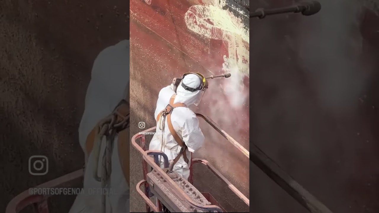 The Art of Dry Docking 🏗️#portsofgenoa #genova #drydock #shipyard