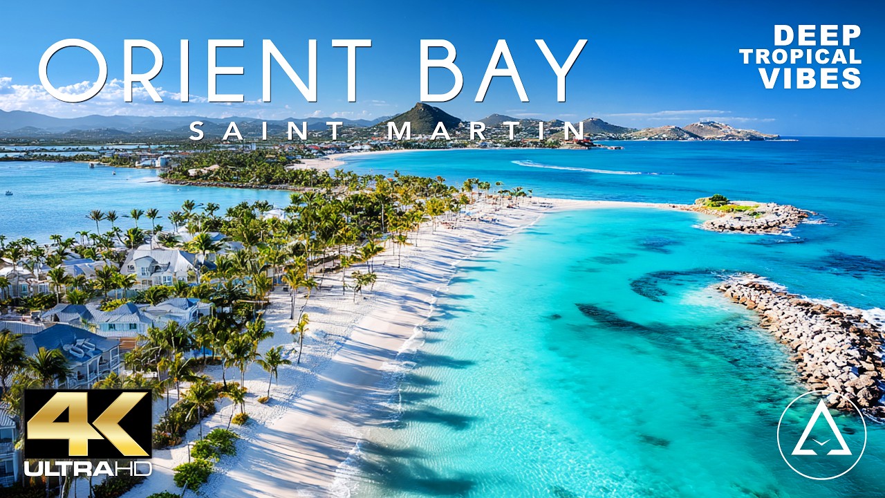 SAINT MARTIN - ORIENT BAY BEACH 4K DRONE FOOTAGE (ULTRA HD) - CARIBBEAN BEACH LANDSCAPES UHD