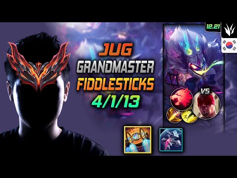 천상계 정글 피들스틱 템트리 룬 벨트 포식자 - GrandMaster Fiddlesticks Jungle vs Lee Sin - 롤 KR 12.21