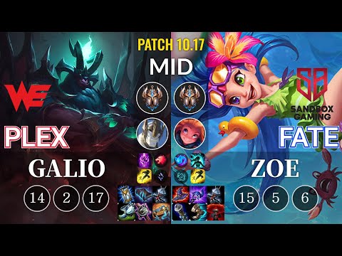 WE Plex Galio vs SB FATE Zoe Mid - KR Patch 10.17