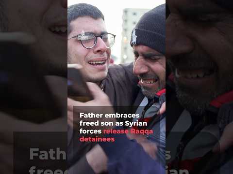 Father and son reunited as detainees freed from Raqqa prison | AJ #shorts