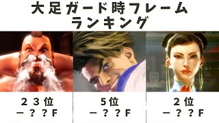 全キャラ大足ガード時フレーム優秀ランキング【ストリートファイター６ スト６ SF6 大足払い 確定反撃 強い 弱い 最強 最弱 解説】