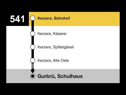 PostAuto Ansagen • 541 Kerzers, Bahnhof – Golaten – Wileroltigen – Gurbrü, Schulhaus