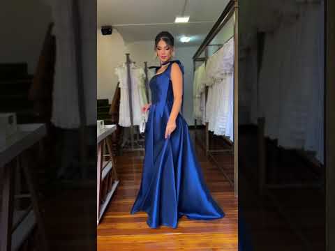 Vestido de Festa em Zibeline no Azul Marinho. DESLUMBRANTE!