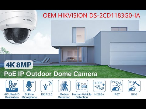 Hikvision 4K 8MP Outdoor PoE Dome IP Camera (oem DS-2CD1183G0-IA )