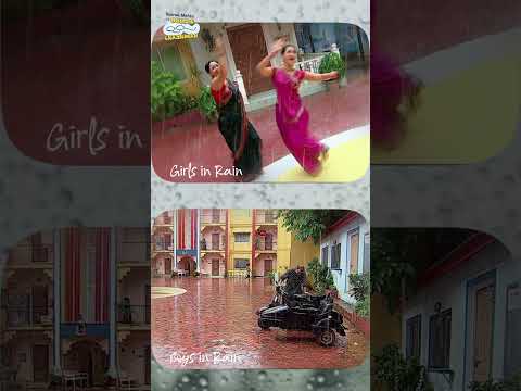 Boys VS Girls! #tmkoc #monsson #barish #relatable #trending #mumbai #waterfall #roadtrip #friends