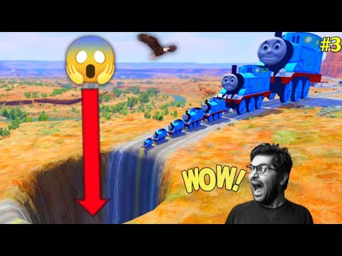 Big & Small Thomas Train Tank engine vs Giant Pit😱💥 - BeamNG.Drive