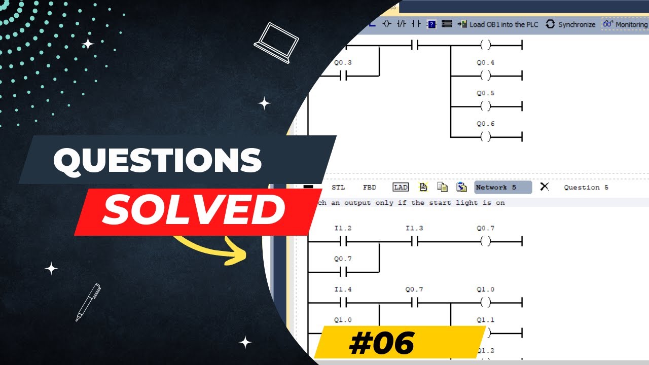 PLC Programming Questions Solved using ladder logic