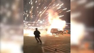 New Year&#39;s Eve party goes wrong when 600 fireworks ignite from car