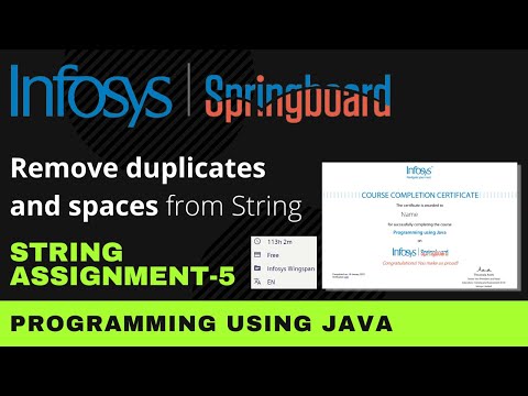Remove Duplicates And Spaces From String String Assignment 5 Programming Using Java Infosys