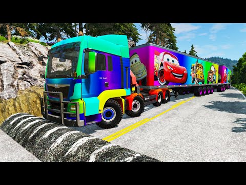 Trucks Cars vs Massive Speed Bumps vs Giant Bulge BeamNG Drive