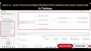 Tableau Tutorial : How to connect/Load multiple  file in tableau and Create Relationship in Tableau