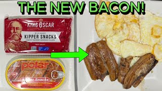 KIPPER SNACK breakfast and coffee!  King Oscar and Polar kipper snacks