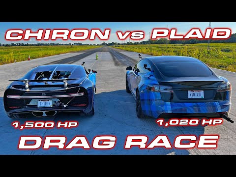 $3.6M CHIRON vs PLAID DRAG & ROLL RACE at the all new Triple F Raceway