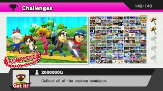 Super Smash Bros. Wii U: All Challenges Complete (w/ Trophy Gallery & 55 Hats)