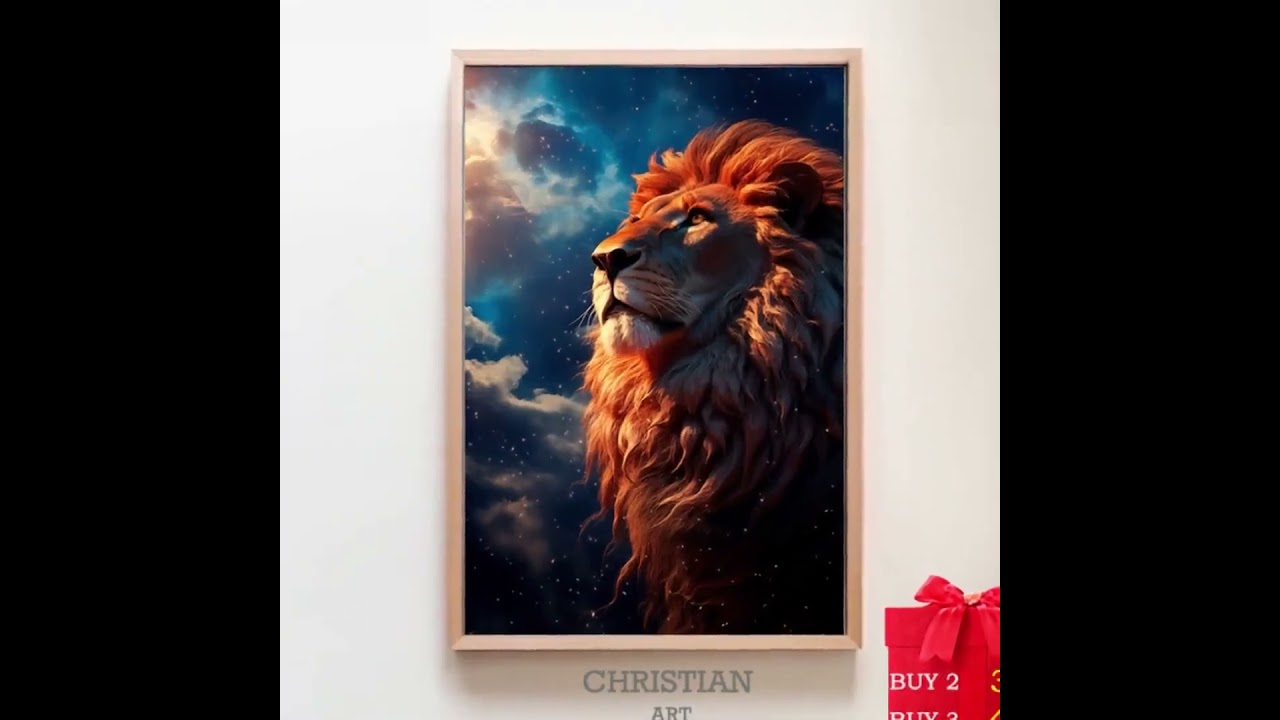 Jesus and Lion, Lion of Judah, Printable Wall Art, Christ Christian Faith Gift, Home Décor