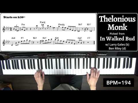 A Lick A Week! 132nd Week: Thelonious Monk's Lick on "In Walked Bud"
