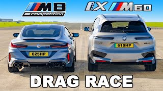 [carwow] BMW M8 v BMW iX M60: DRAG RACE