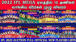 IPL 2022 ALL Team New Final Squad After 2022 IPL Mega Auction | CSK, MI,RCB,KKR,DC,SRH,GT,LSG