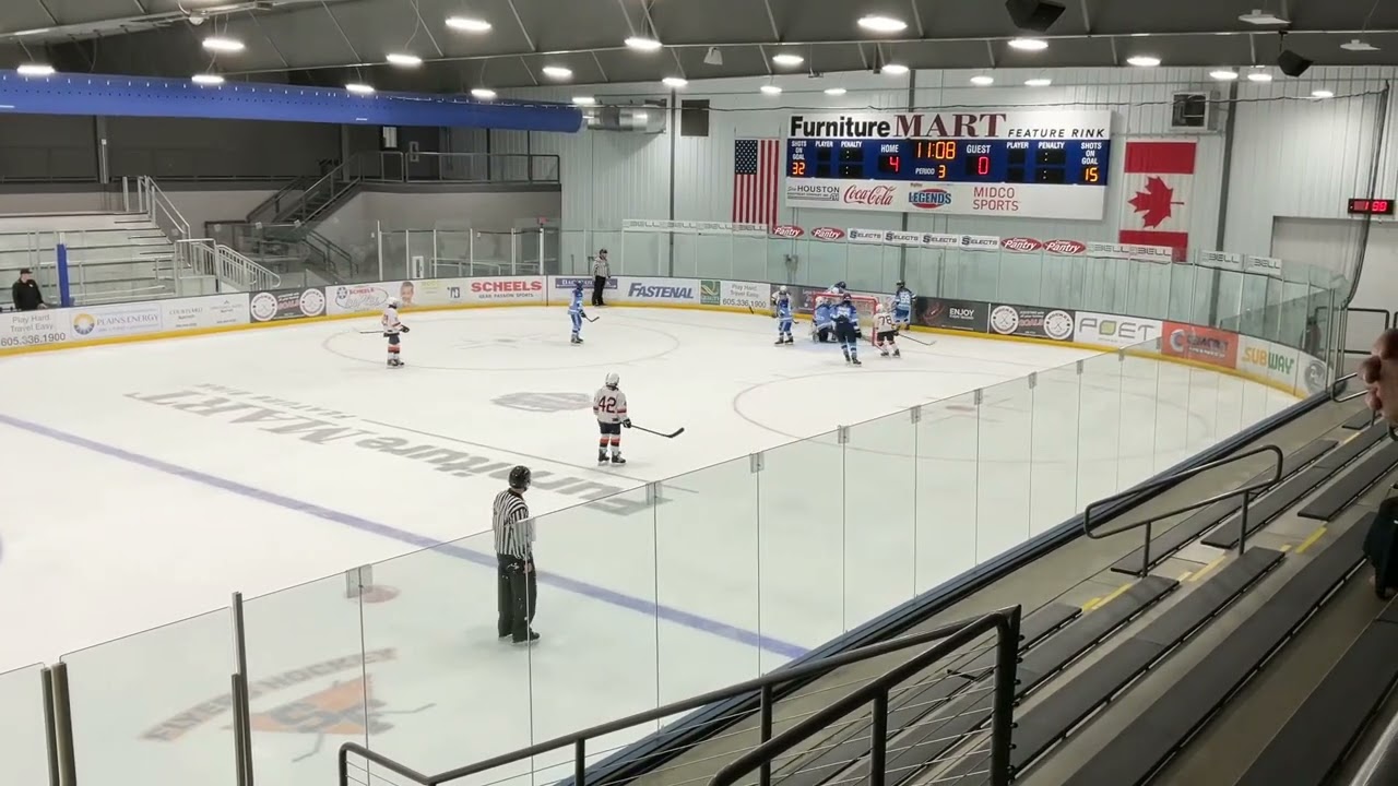 Game 23 Sioux Falls 5-0: Lionel scores assisted by Maddox and Jaxsen