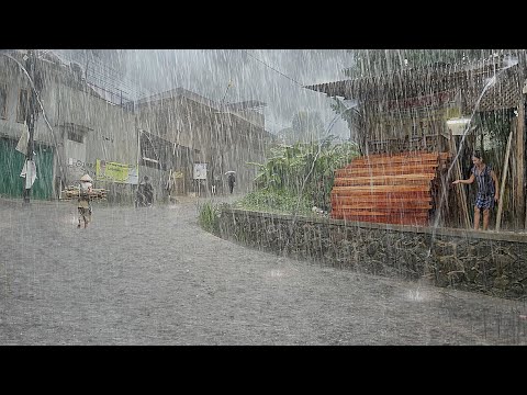 Beautiful super heavy rain in my village | very cold | fell asleep to the sound of heavy rain
