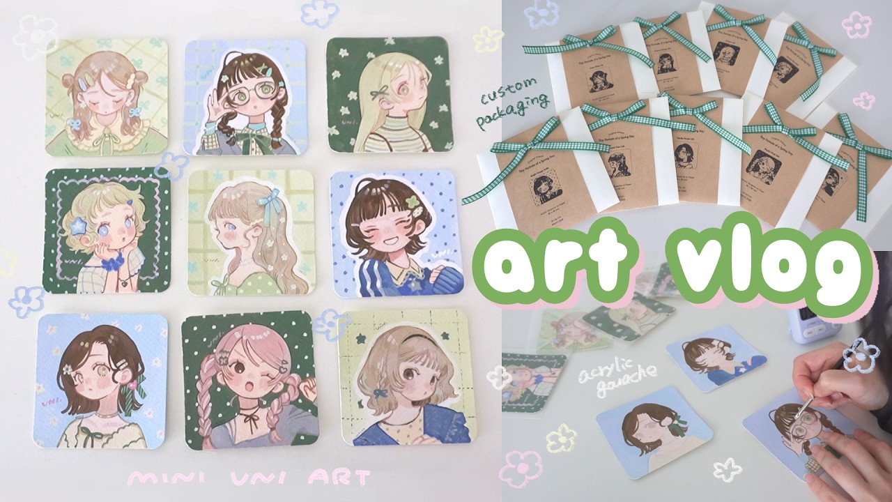 art vlog┊ミニ原画のメイキングとパッケージ作り🍀