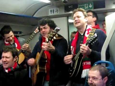 The Blims on the train after Wales win the Grand Slam 2012